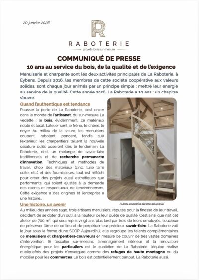 Rédaction communiqué de presse – La Raboterie